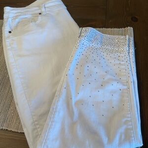 Picadilly White Embellished Women's Capri Jeans Size 12